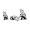 8" Traditional Sitting Cat Sculpturette | Blue White Chinoiserie Design