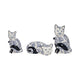 8" Traditional Sitting Cat Sculpturette | Blue White Chinoiserie Design