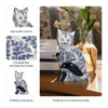 8" Traditional Sitting Cat Sculpturette | Blue White Chinoiserie Design