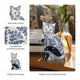 8" Traditional Sitting Cat Sculpturette | Blue White Chinoiserie Design