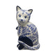 8" Traditional Sitting Cat Sculpturette | Blue White Chinoiserie Design