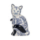 8’’ Traditional Sitting Cat Sculpturette | Blue White Chinoiserie Design SBH-18480-01