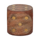 Decorative Large Wooden Dice Die | 4x4" | Antique Brown Wood | Metal Inlay