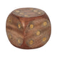Decorative Large Wooden Dice Die | 4x4" | Antique Brown Wood | Metal Inlay