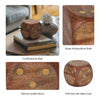 Decorative Large Wooden Dice Die | 4x4" | Antique Brown Wood | Metal Inlay