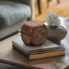 Decorative Large Wooden Dice Die | 4x4" | Antique Brown Wood | Metal Inlay