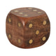 5x5 Wooden Dice Die with 6-Sided Brass Inlay Dots | Antique Brown Wood
