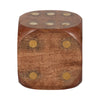 5x5 Wooden Dice Die with 6-Sided Brass Inlay Dots | Antique Brown Wood