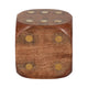 5x5 Wooden Dice Die with 6-Sided Brass Inlay Dots | Antique Brown Wood