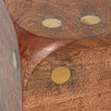 5x5 Wooden Dice Die with 6-Sided Brass Inlay Dots | Antique Brown Wood