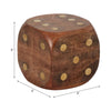 5x5 Wooden Dice Die with 6-Sided Brass Inlay Dots | Antique Brown Wood