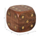 5x5 Wooden Dice Die with 6-Sided Brass Inlay Dots | Antique Brown Wood