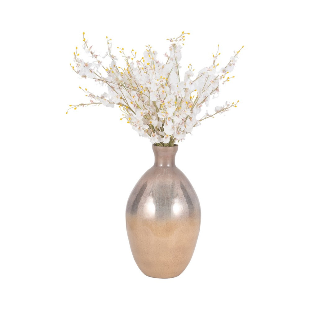 Decorative Accent Bulb Vase | Textured Glass | 18" Champagne Gold