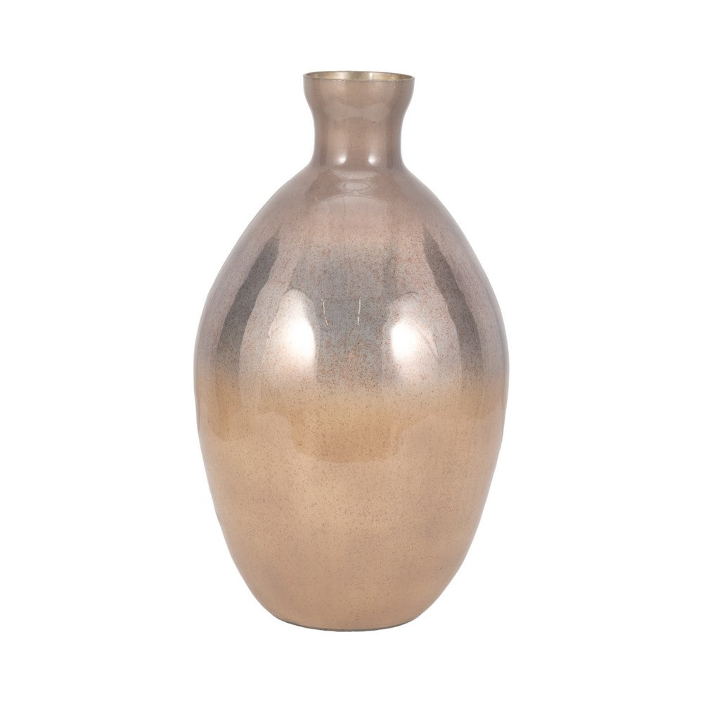 Decorative Accent Bulb Vase | Textured Glass | 18" Champagne Gold