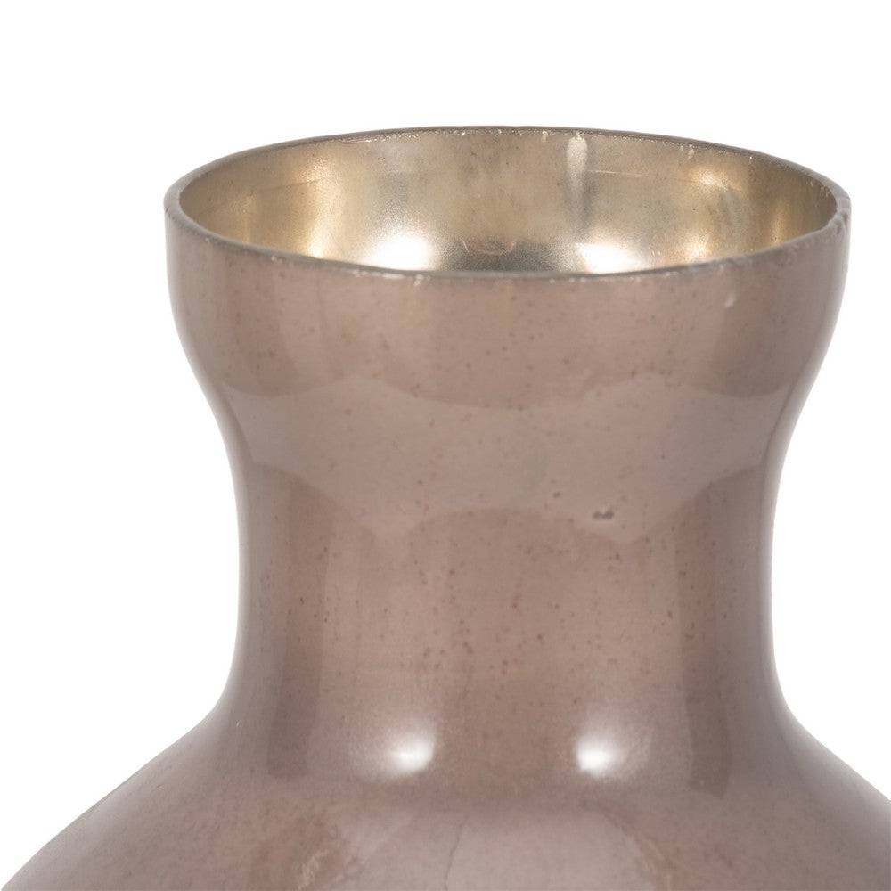 Decorative Accent Bulb Vase | Textured Glass | 18" Champagne Gold