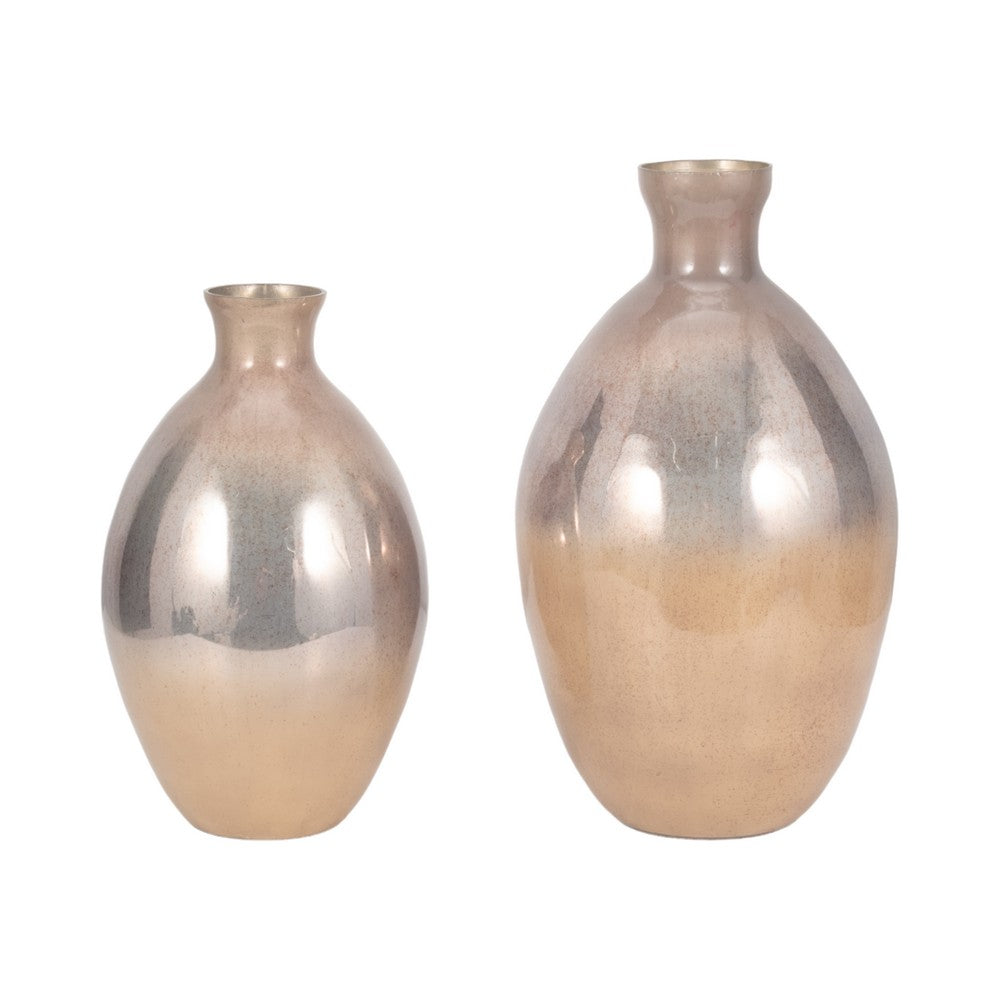 Decorative Accent Bulb Vase | Textured Glass | 18" Champagne Gold