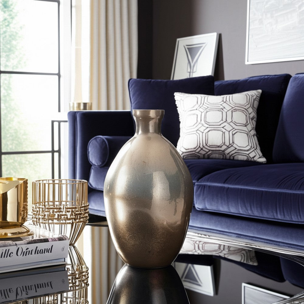 Decorative Accent Bulb Vase | Textured Glass | 18" Champagne Gold