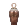 Abstract Decorative Vase with Ring Accent Lid | 22" Copper Glass