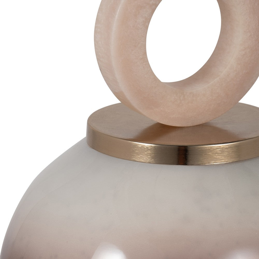 Abstract Decorative Vase with Ring Accent Lid | 22" Copper Glass