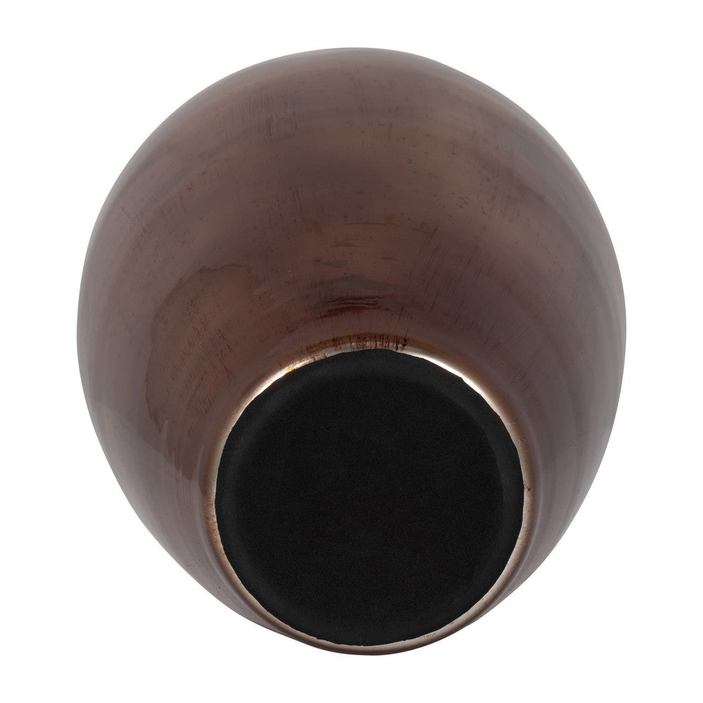 Abstract Decorative Vase with Ring Accent Lid | 22" Copper Glass