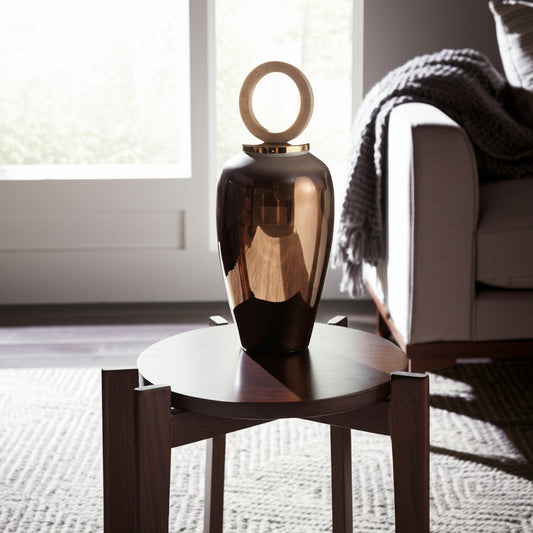 Decorative Vase w Resin Topper | Ombre Copper Tone Glass Body | 28"