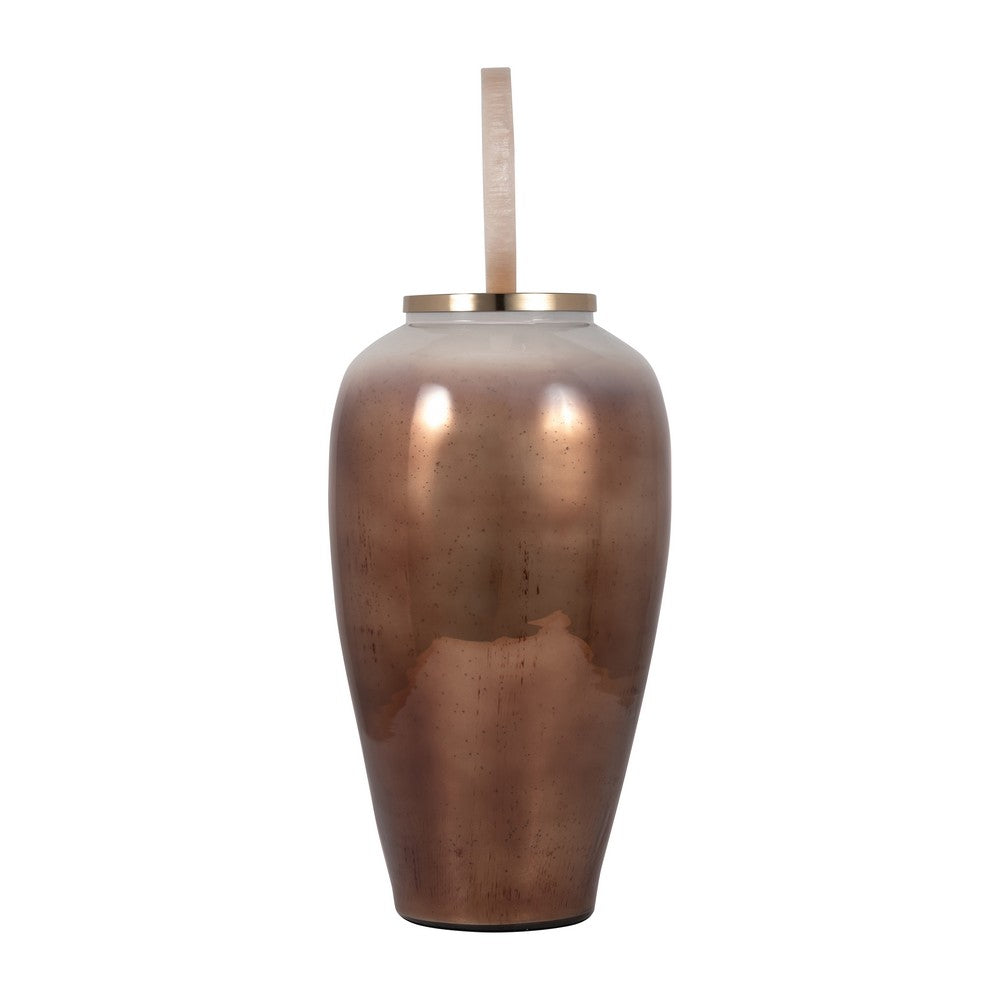 Decorative Vase w Resin Topper | Ombre Copper Tone Glass Body | 28"