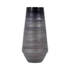 Enameled Vase | Cylinder Tapered Narrow Base | Textured Gray & Black Glass