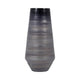 Enameled Vase | Cylinder Tapered Narrow Base | Textured Gray & Black Glass
