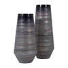 Enameled Vase | Cylinder Tapered Narrow Base | Textured Gray & Black Glass