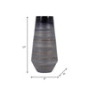 Enameled Vase | Cylinder Tapered Narrow Base | Textured Gray & Black Glass