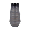 Enameled Vase | Cylinder Tapered Narrow Base | Textured Gray & Black Glass
