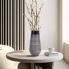 Enameled Vase | Cylinder Tapered Narrow Base | Textured Gray & Black Glass