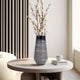 Enameled Vase | Cylinder Tapered Narrow Base | Textured Gray & Black Glass
