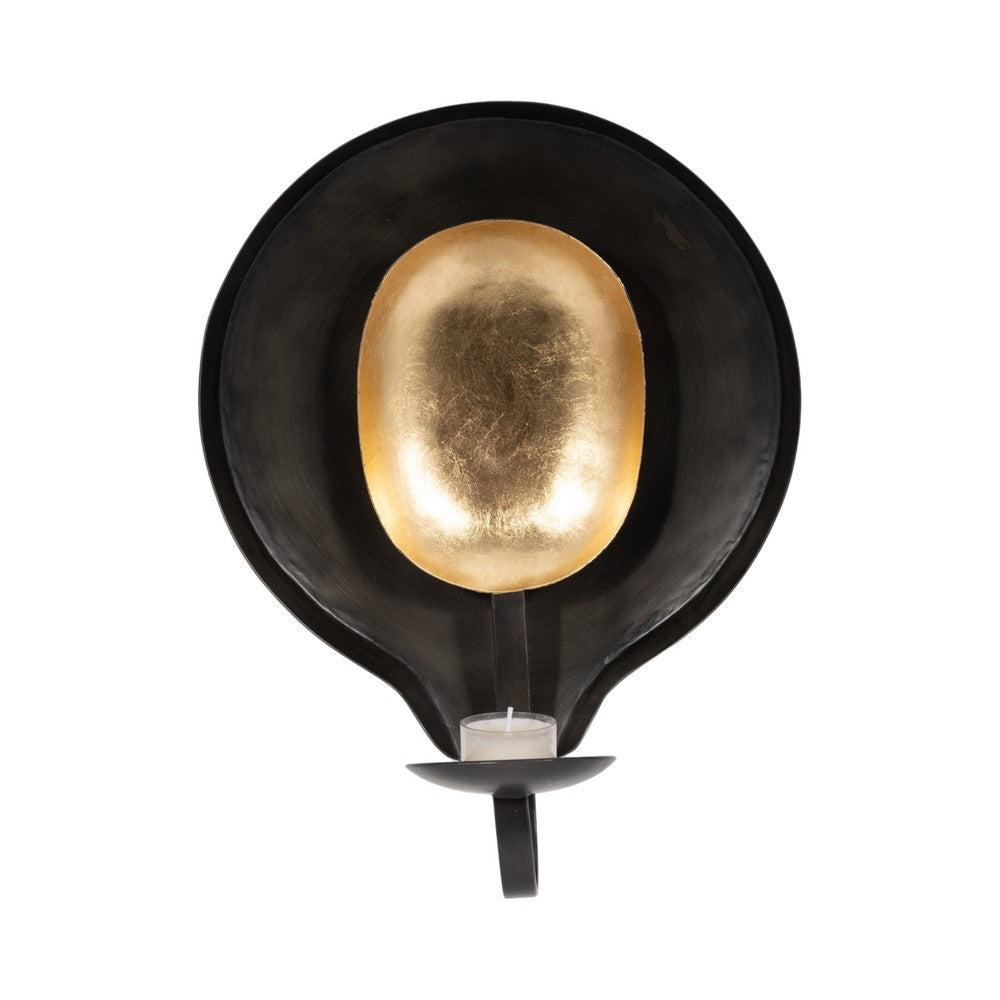 Luxury Votive Candle Holder | Round Shape | Gold Black Iron | Modern 12"