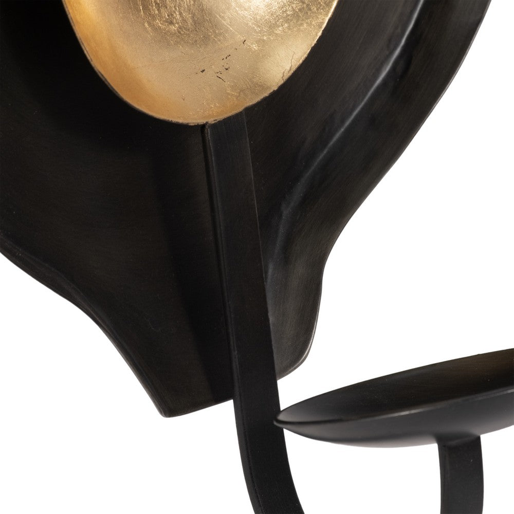 Luxury Votive Candle Holder | Round Shape | Gold Black Iron | Modern 12"