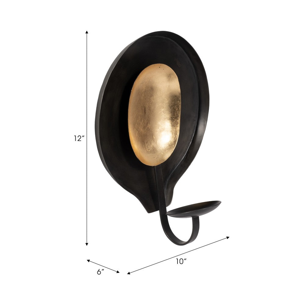 Luxury Votive Candle Holder | Round Shape | Gold Black Iron | Modern 12"