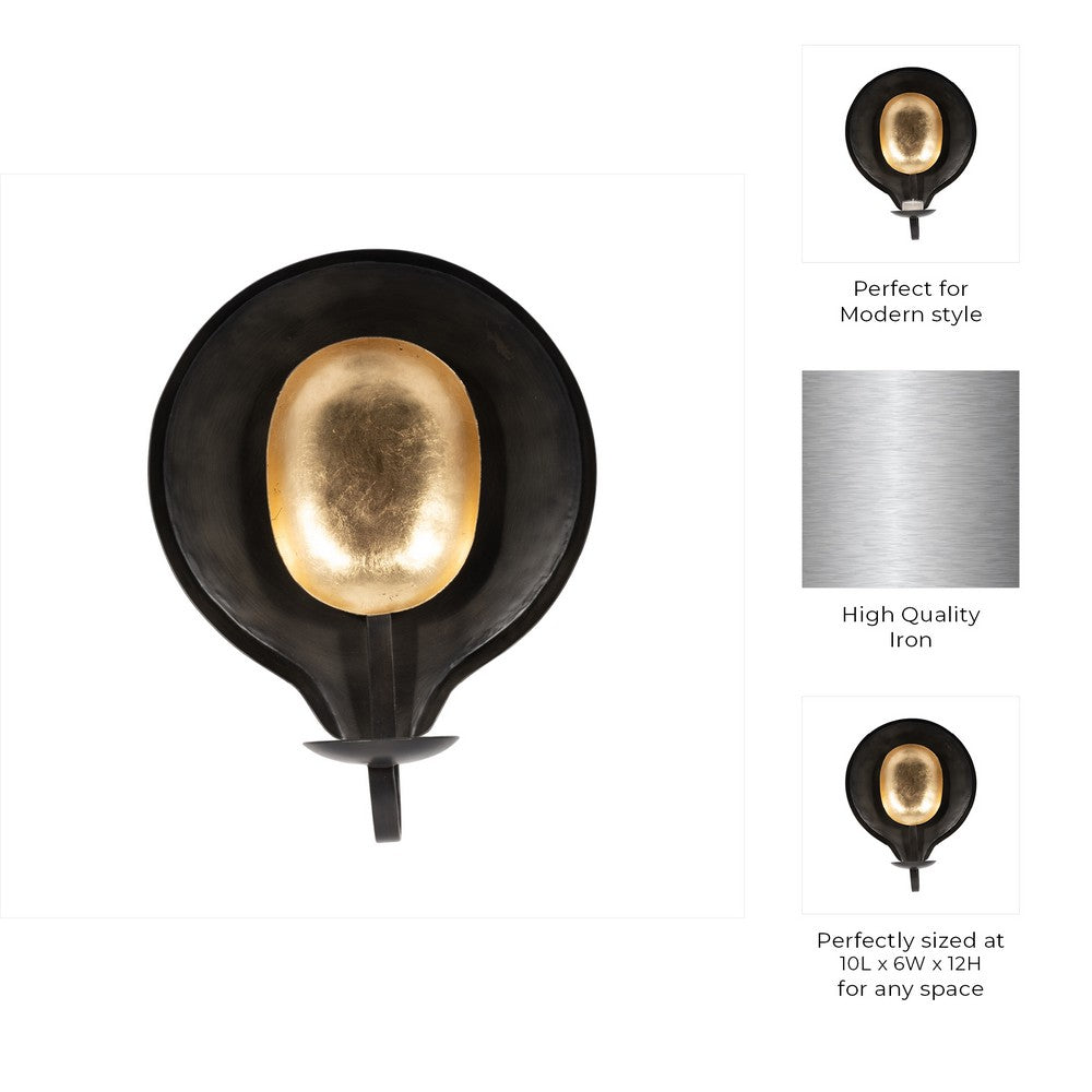 Luxury Votive Candle Holder | Round Shape | Gold Black Iron | Modern 12"