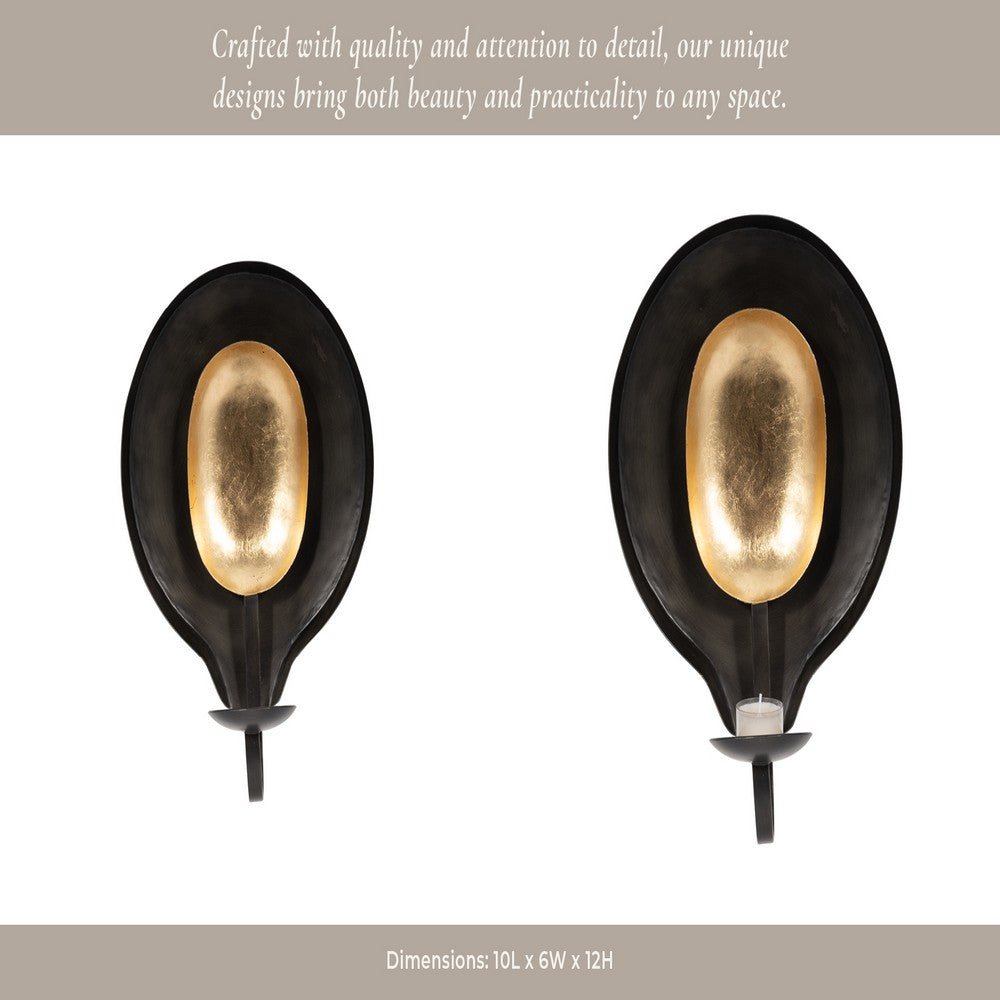 Luxury Votive Candle Holder | Round Shape | Gold Black Iron | Modern 12"