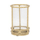Yang Hurricane Candle Holder w Glass Cylinder | Gold Aluminum Frame 9"