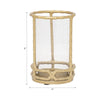 Yang Hurricane Candle Holder w Glass Cylinder | Gold Aluminum Frame 9"
