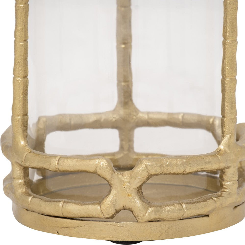 Hurricane Candle Holder | Cylinder Shaped Glass | 13" Metal Frame
