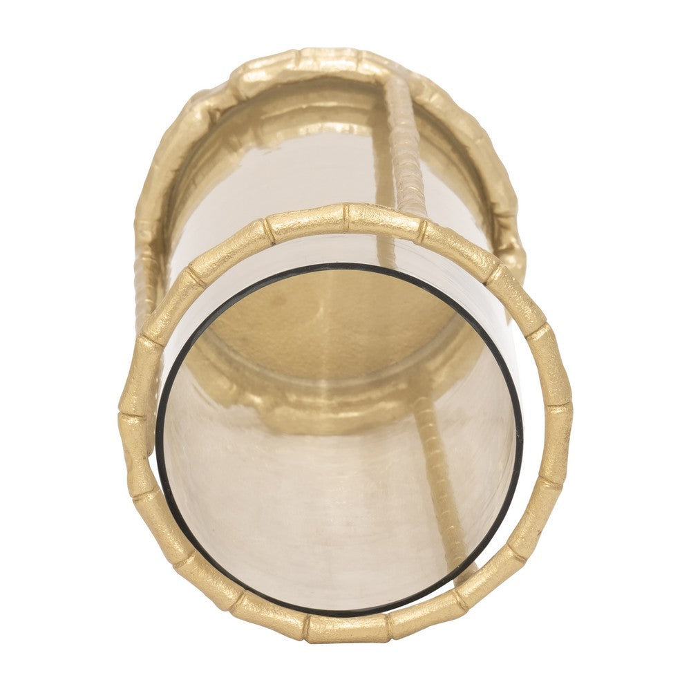 Hurricane Candle Holder | Cylinder Shaped Glass | 13" Metal Frame