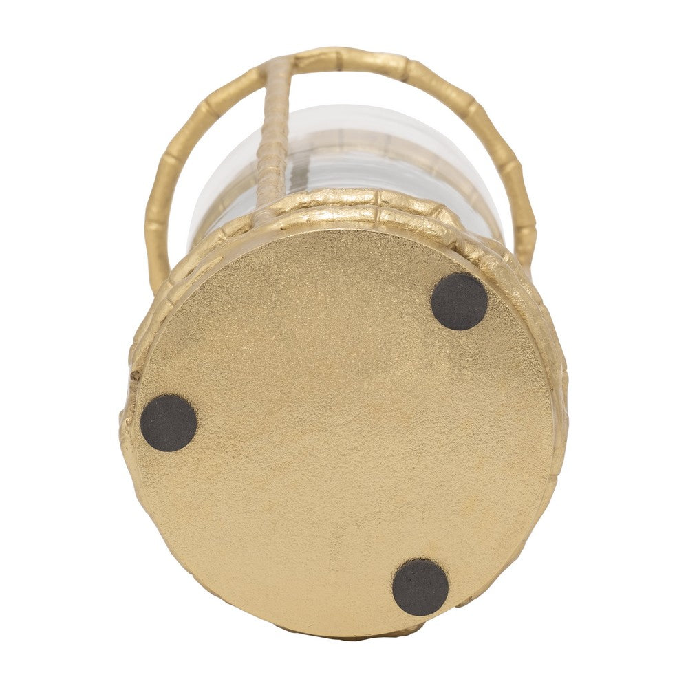 Hurricane Candle Holder | Cylinder Shaped Glass | 13" Metal Frame