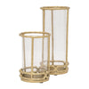 Hurricane Candle Holder | Cylinder Shaped Glass | 13" Metal Frame