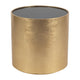 Accent Table | 24" Round Black Glass Top | Brushed Gold Wood Base