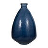 Decorative Vase | Pottery Style Balloon Shape | Blue Glazed Glass 19"