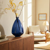 Decorative Vase | Pottery Style Balloon Shape | Blue Glazed Glass 19"