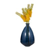 Decorative Vase | Pottery Style Balloon Shape | Blue Glazed Glass 19"