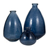 Decorative Vase | Pottery Style Balloon Shape | Blue Glazed Glass 19"