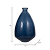 Decorative Vase | Pottery Style Balloon Shape | Blue Glazed Glass 19"